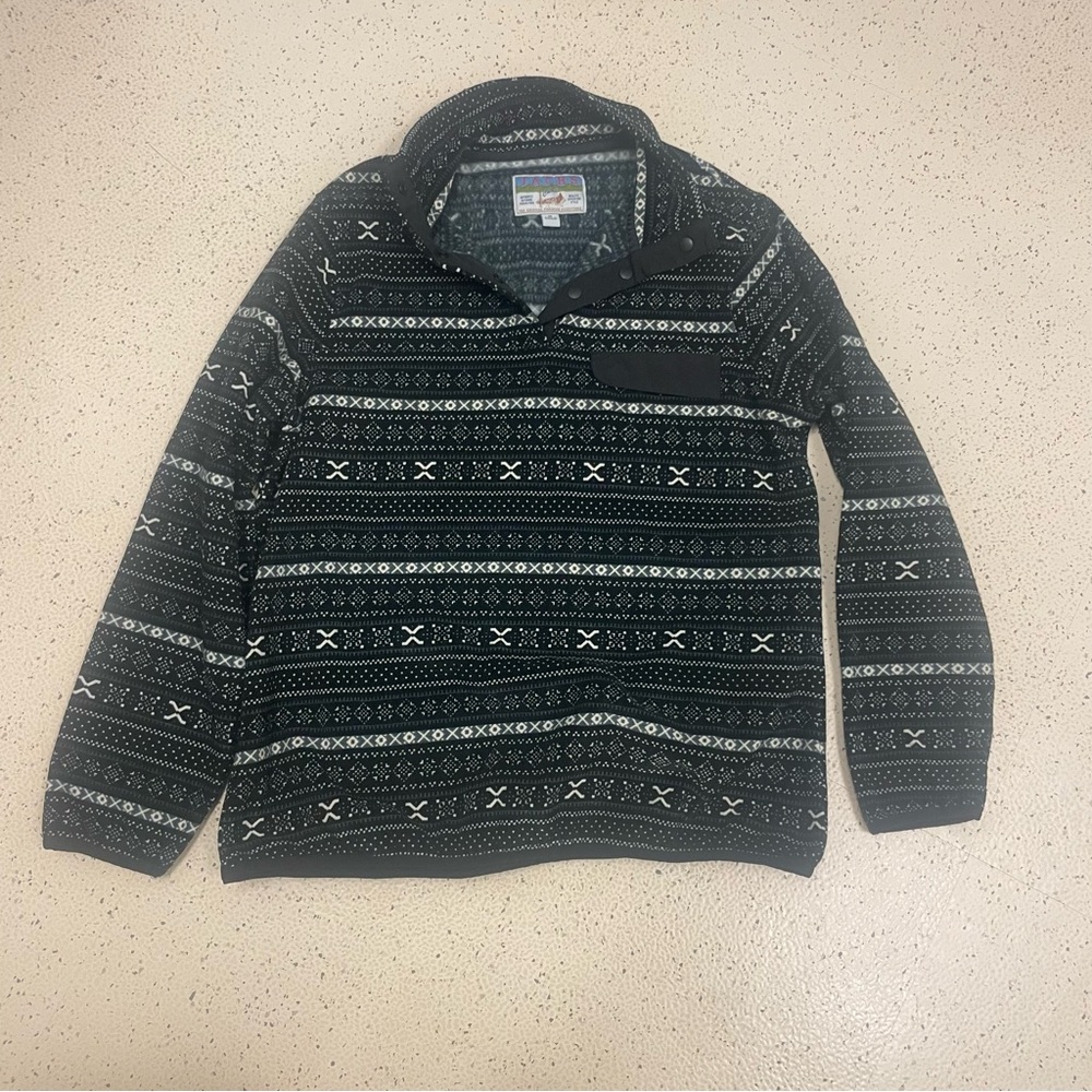 Jachs Cabin Women’s Fair Isle Print Black Pullover Sweater Size Medium